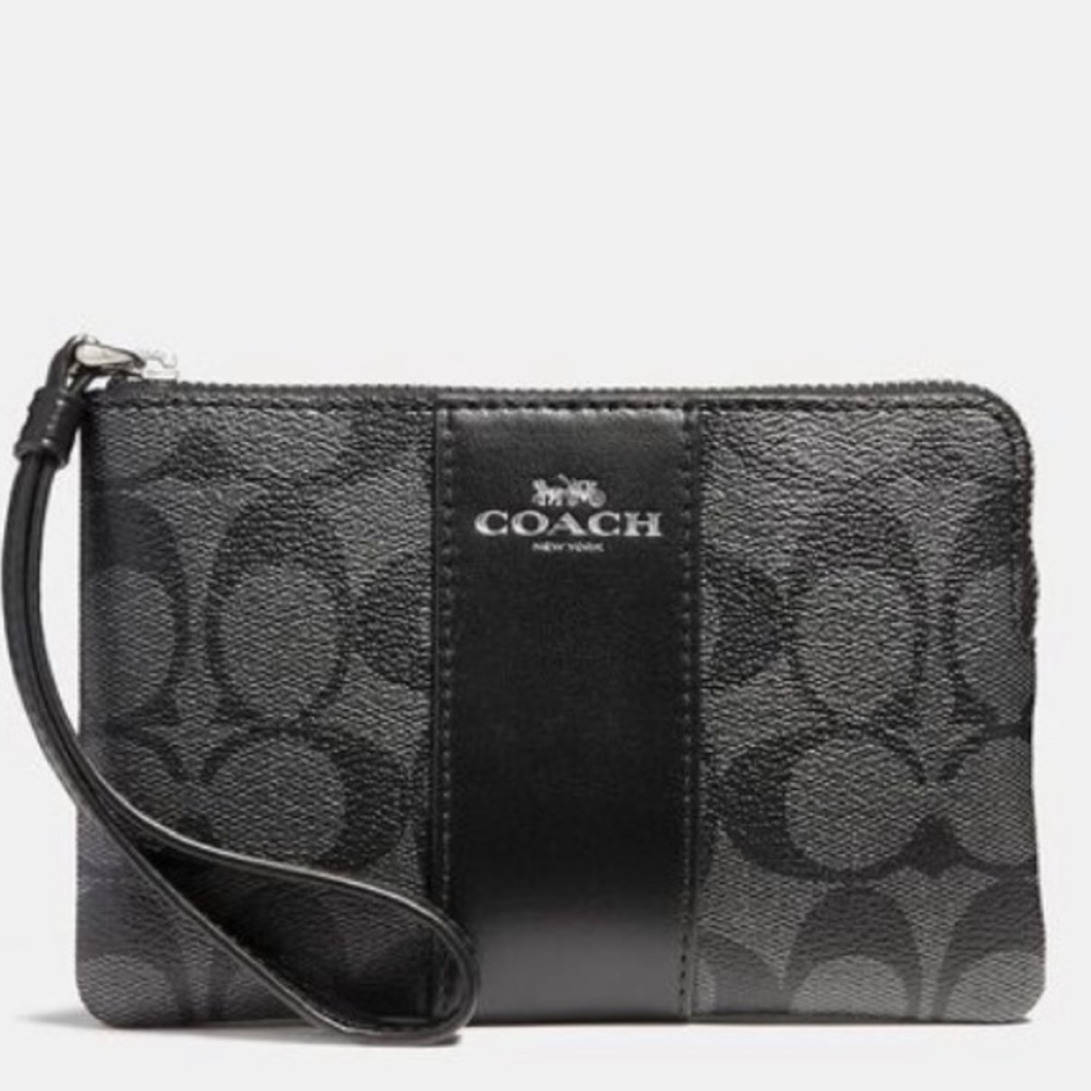 COACH Corner Zip Wristlet In Signature Canvas
